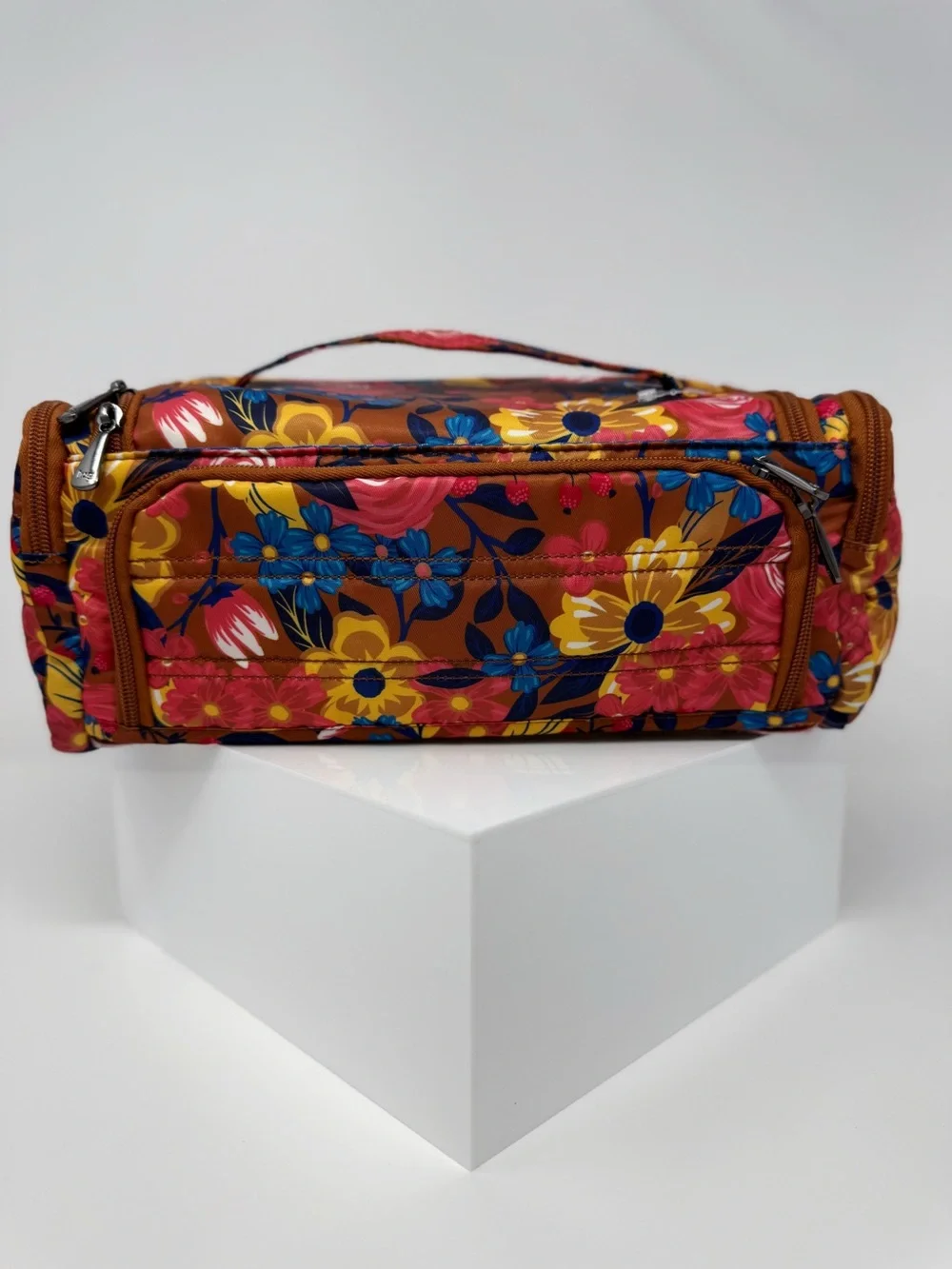 Lug Cosmetic Beauty Organizer Whim Copper Foulard Blue Floral Travel Case